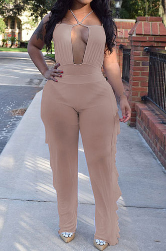 Personality Pure Color Net Yarn Jumpsuits Two-Pieces AYL88801