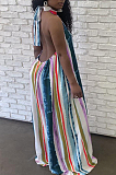 Fashion Hang A Neck Bind Backless Tie Dye Loose Jumpsuits CYY00012