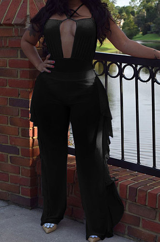 Personality Pure Color Net Yarn Jumpsuits Two-Pieces AYL88801