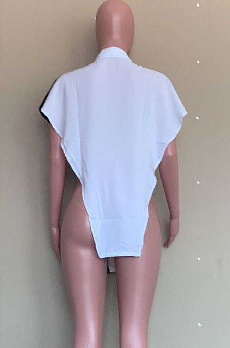 Halter Neck V Pattern Spliced T Shirts ASM6121