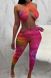 Euramerican Fashion Bind Sleeveless Tie Dye Printing Two-Piece JH254