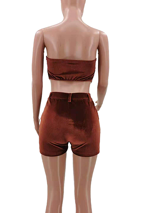 Sexy Fashion Chest Warp Shorts Two-Piece Have Pocket TK6179