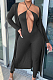 Sexy Deep V Sling Jumpsuits +Long Sleeve Screw Thread Coat Sets TRS1159