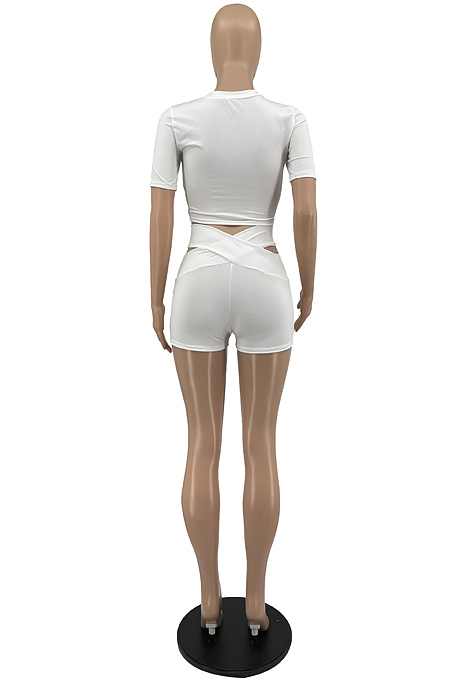 Fashion Casual Stretch Short Sleeve Shorts Sports Two-Piece YYF8223