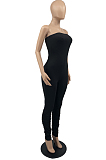 Sexy Boot Tube Top Night Club Pure Color Smoke Wrinkled Stretch Jumpsuits YYF8224
