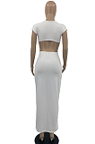 Fashion Sexy Pure Color V Neck Package Buttocks Open Fork Dress PQ8048