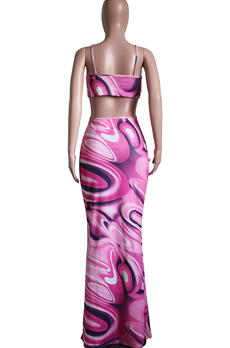 Fashion Casual Print Sling Backless Long Dress SY8812