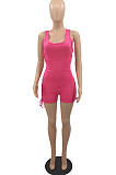 Sexy Pure Color Sleeveless Back Bind Stretch Jumpsuits QL6037
