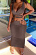 Fashion Casual Sexy Pure Color Skirts Sets GLS7015