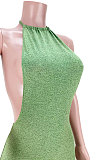 Flannel Sexy Halter Neck Bandage Backless Mini Dress GL6381