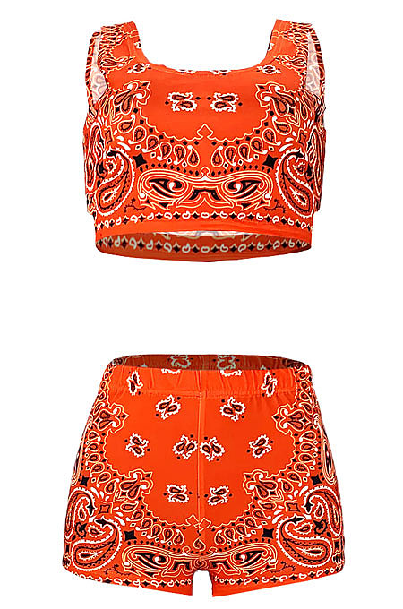 Trendy Sport Vest Contrast Color Printing Shorts Sleeveless Two-Pieces GL6376