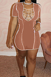 Summer Sexy V Neck Bind Package Buttocks Dress QL6032