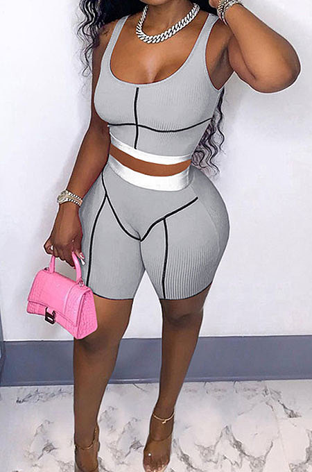 Fashion Casual Screw Thread Women Shorts Sets GLS7023