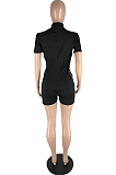Summer Fashion Leoparp Print Spliced Short Sleeve Casual Jumpsuits LSN7105