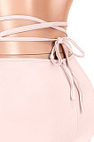 Sexy Pure Color Shirred Detail Ruffle Bandage Casual Shorts GL6377