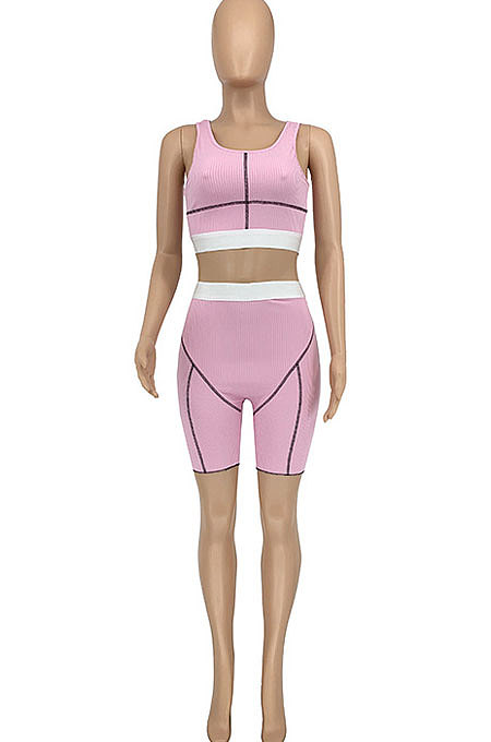 Fashion Casual Screw Thread Women Shorts Sets GLS7023