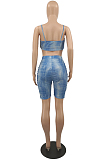 Summer Sexy Roffel Copy Cowboy Sling Chest Warp Shorts Two-Piece QL6035