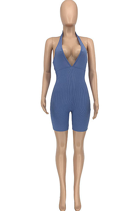 Trendy Casual Pure Color Romper Shorts GLS8129