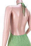 Flannel Sexy Halter Neck Bandage Backless Mini Dress GL6381