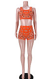 Trendy Sport Vest Contrast Color Printing Shorts Sleeveless Two-Pieces GL6376
