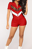 Summer Fashion Leoparp Print Spliced Short Sleeve Casual Jumpsuits LSN7105