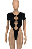 Fashion Casual Sexy Pure Color Romper Shorts T Shirt GLS8078