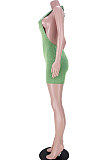 Flannel Sexy Halter Neck Bandage Backless Mini Dress GL6381