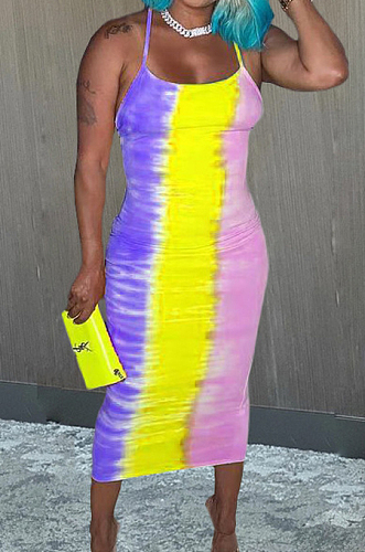 Euramerican Tie Dye Fashion Sexy Sling Dress LJJ6063