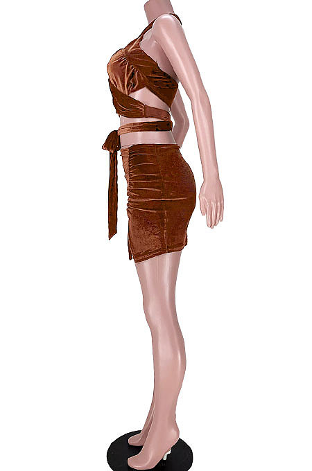 Sexy Bandage Split Ruffle Skirts Sets GL6380