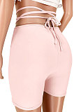 Sexy Pure Color Shirred Detail Ruffle Bandage Casual Shorts GL6377