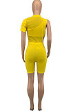 Casual Pure Color Screw Thread Net Yarn Shorts Sets GLS7022