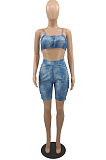 Summer Sexy Roffel Copy Cowboy Sling Chest Warp Shorts Two-Piece QL6035