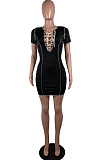 Summer Sexy V Neck Bind Package Buttocks Dress QL6032