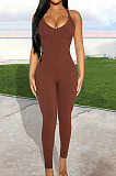 Pure Color High Elastic Pit Bar Casual Sling BodycoN Jumpsuits BBN172