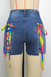 Euramerican Women Trendy Bandage Cowboy Shorts WE8919