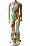 Summer Tie Dye Printing Big Flare Sexy Jumpsuits WM2520