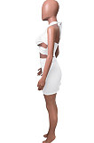 Pure Color Halter Neck Bandage Skirts Sets NK248
