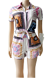 Euramerican Trend Totem Printing Shirts Short Sleeve Shorts Sets WM2519