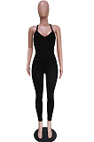 Pure Color High Elastic Pit Bar Casual Sling BodycoN Jumpsuits BBN172