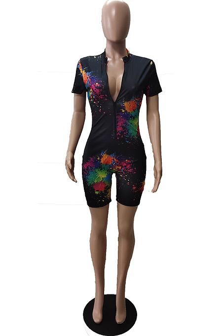 Summer Fashiion Splash-Ink Casual Jumpsuits WT9113