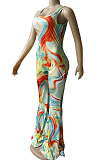 Summer Tie Dye Printing Big Flare Sexy Jumpsuits WM2520