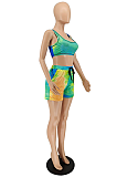 Casual U-Neck Sleeveless Printe Vest Shorts Sets NL6071