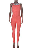 Euramerican Trendy Women Sexy Condole Belt Pure Color Bodycon Jumpsuits MDF5212