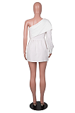 Sexy Pure Color Off Shoulder Irregular Sleeves Mini Dress MA6697