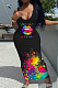 Summer Fashion Printing Casual Vest Long Dress WT9139