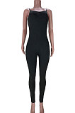 Euramerican Trendy Women Sexy Condole Belt Pure Color Bodycon Jumpsuits MDF5212
