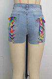 Euramerican Women Trendy Bandage Cowboy Shorts WE8919