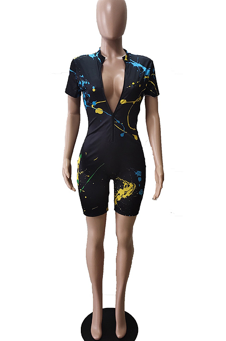 Summer Fashiion Splash-Ink Casual Jumpsuits WT9113