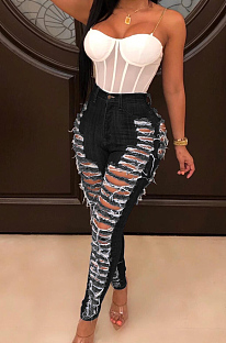 Fashion Denim Casual Ripped Hole Skinny Pants SMR2080