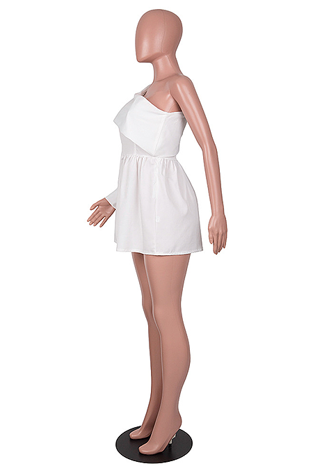 Sexy Pure Color Off Shoulder Irregular Sleeves Mini Dress MA6697
